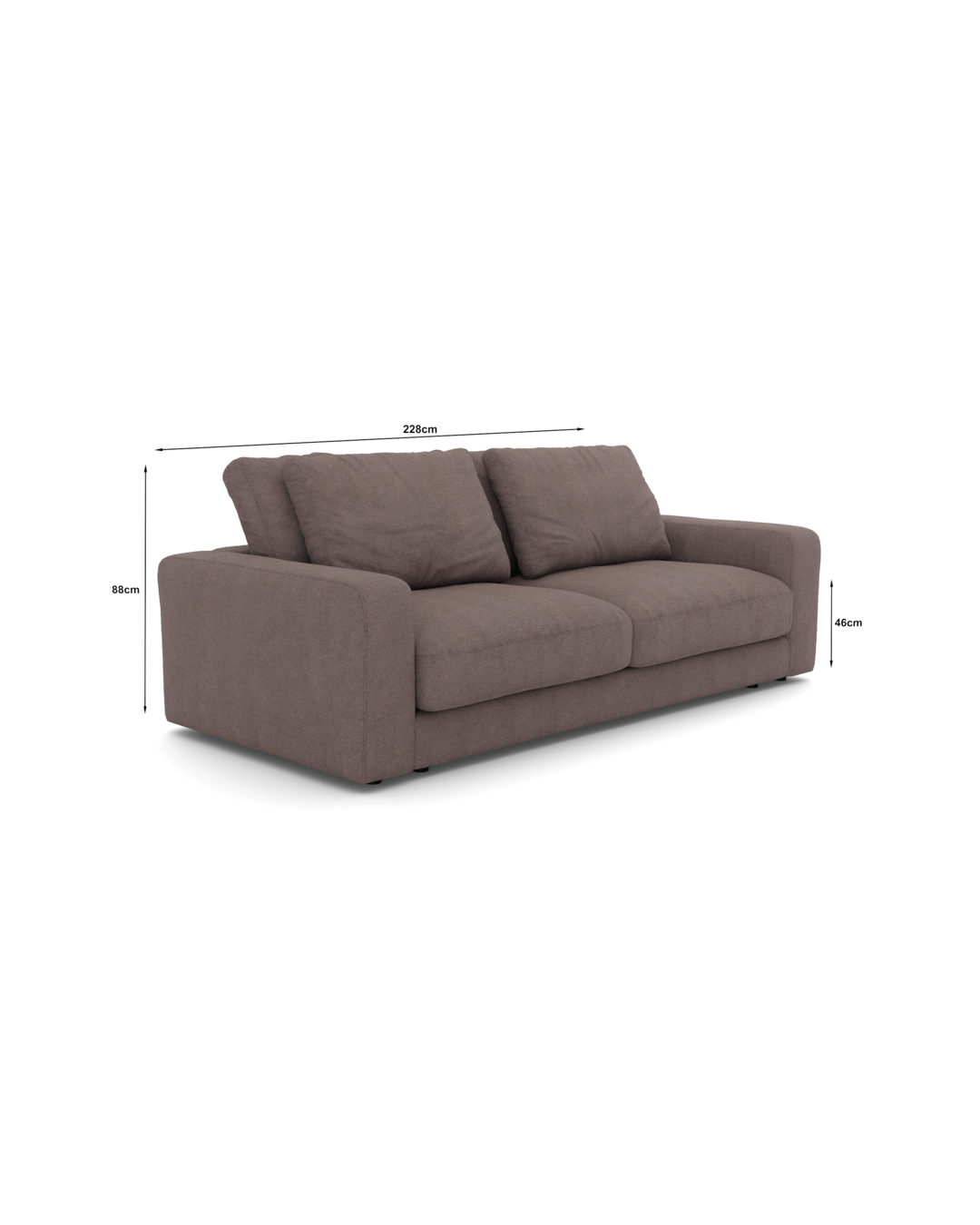 Rio sofa 2,5 pers. med bredde arme