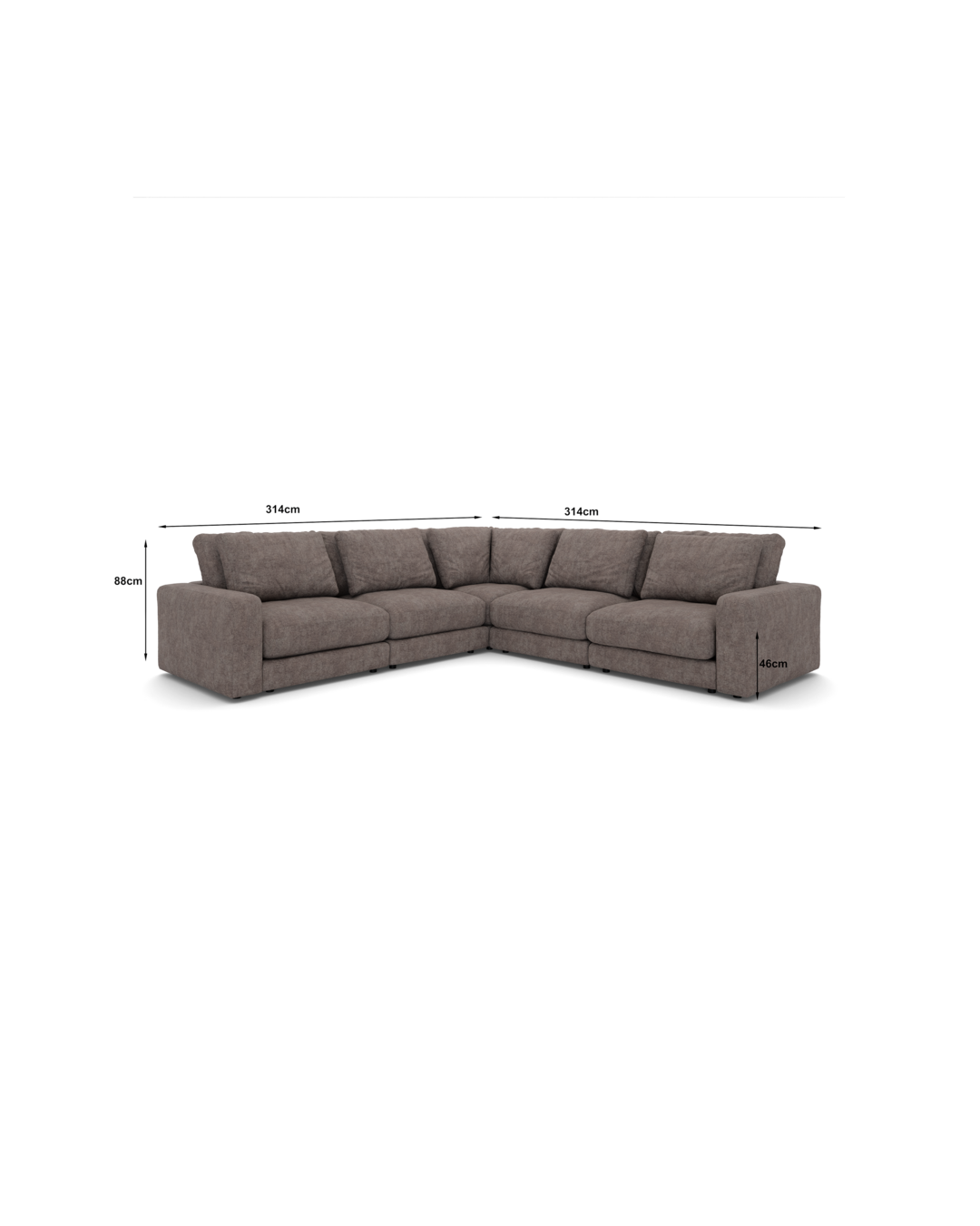 Rio hjørnesofa 5 pers.sofa med bredde arm