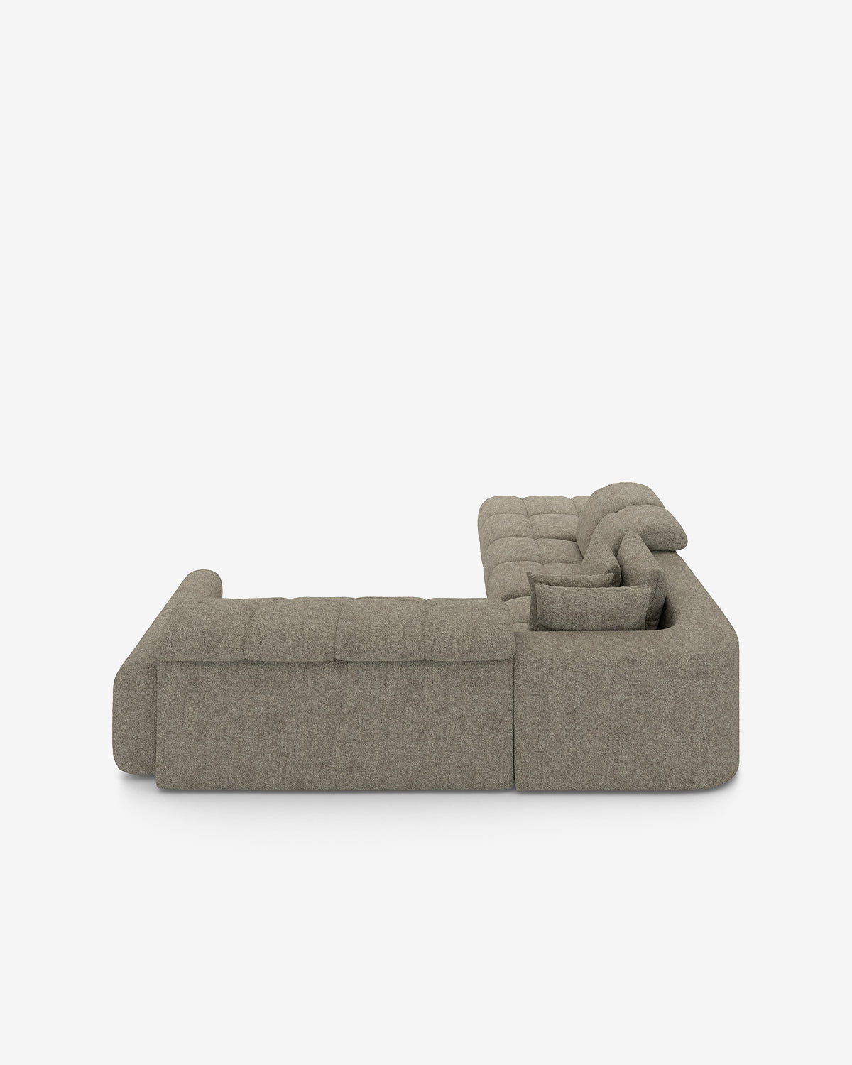 Bullet hjørnesofa med rundt hjørne og pufafslutning venstre