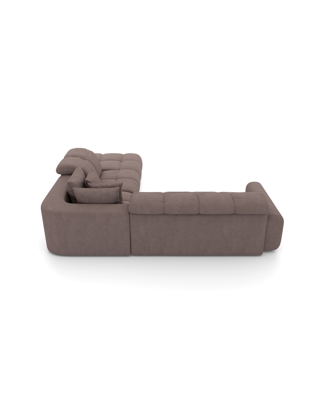 Bullet hjørnesofa med rundt hjørne og pufafslutning højre