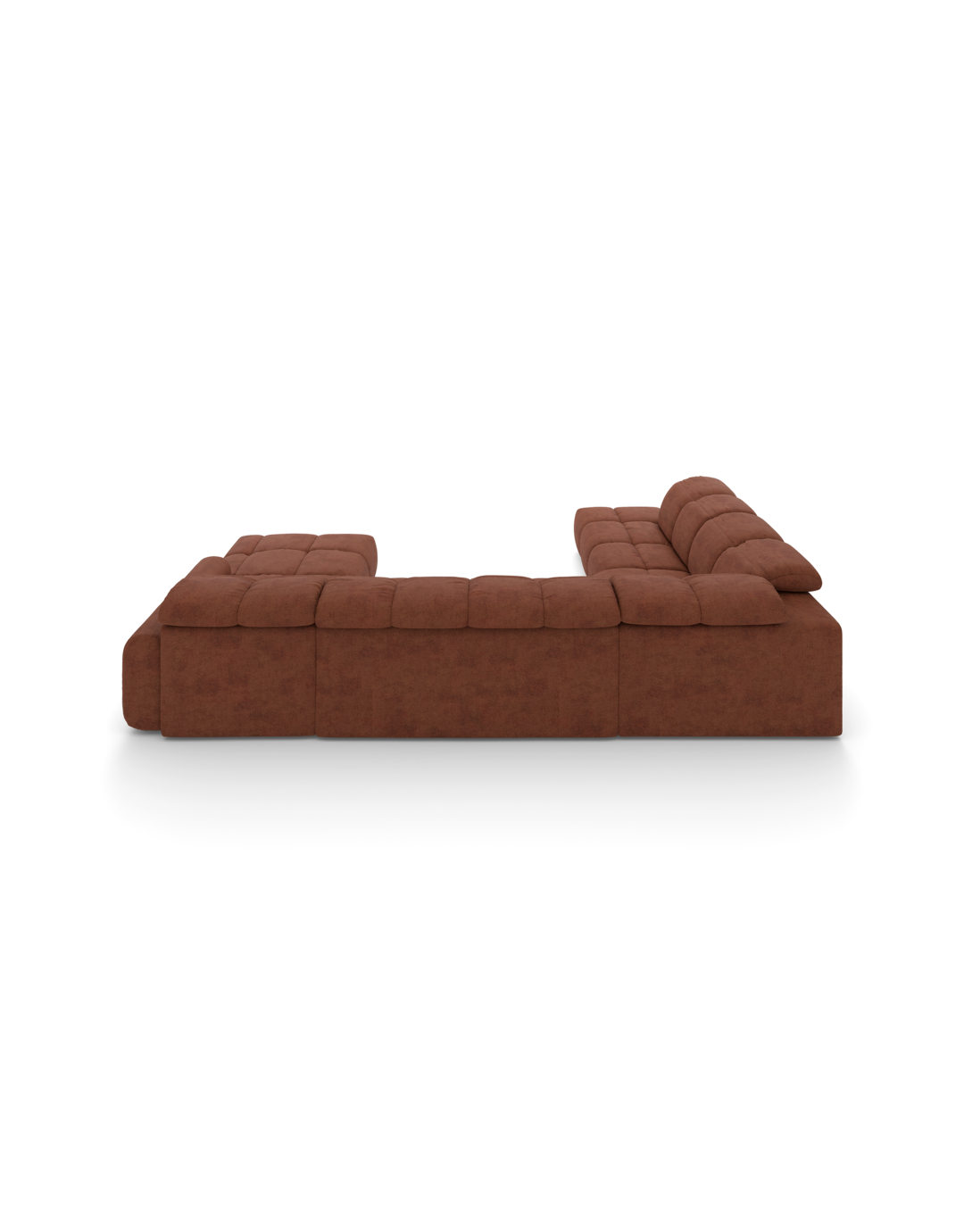 Bullet U-sofa med firkantet hjørne og pufafslutning venstre