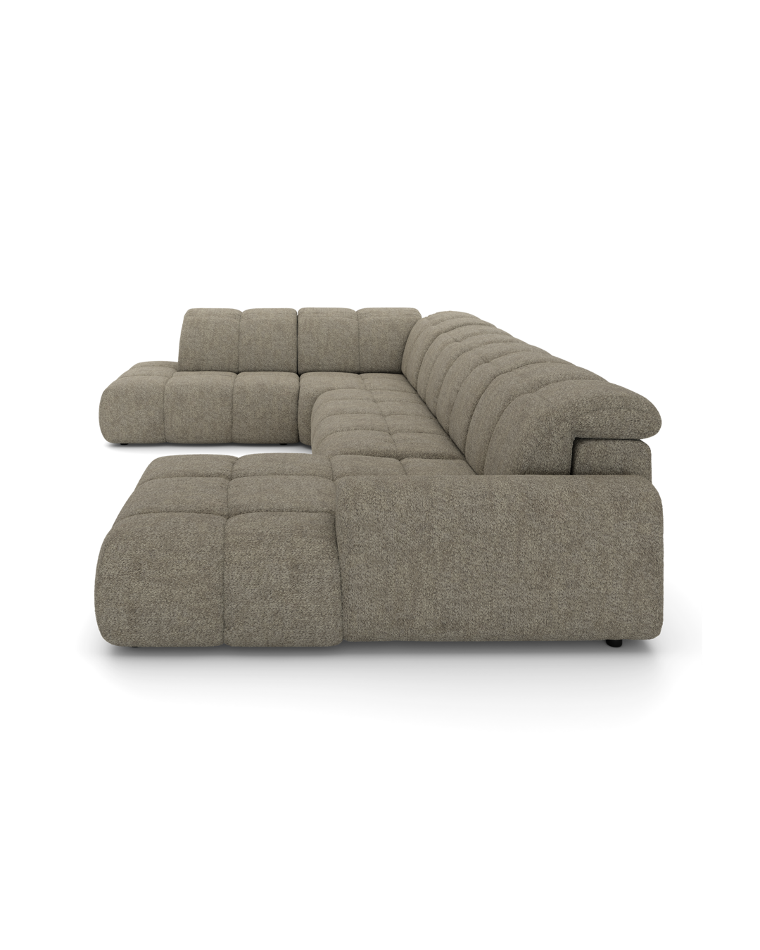 Bullet U-sofa med firkantet hjørne og pufafslutning venstre