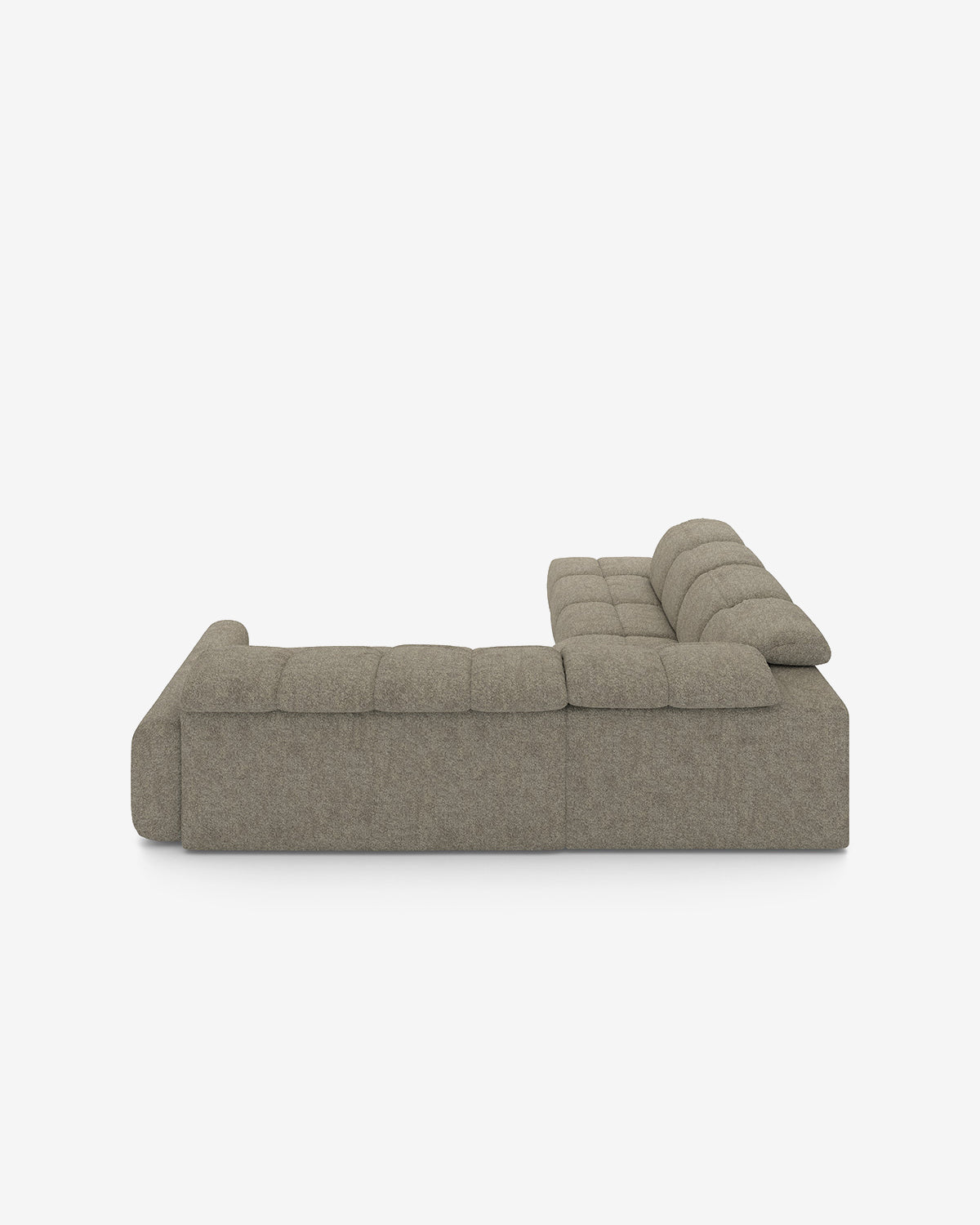 Bullet hjørnesofa med firkantet hjørne og pufafslutning venstre