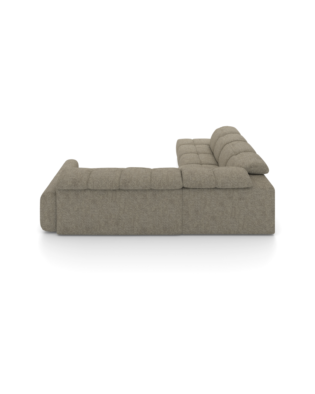 Bullet hjørnesofa med firkantet hjørne og pufafslutning venstre