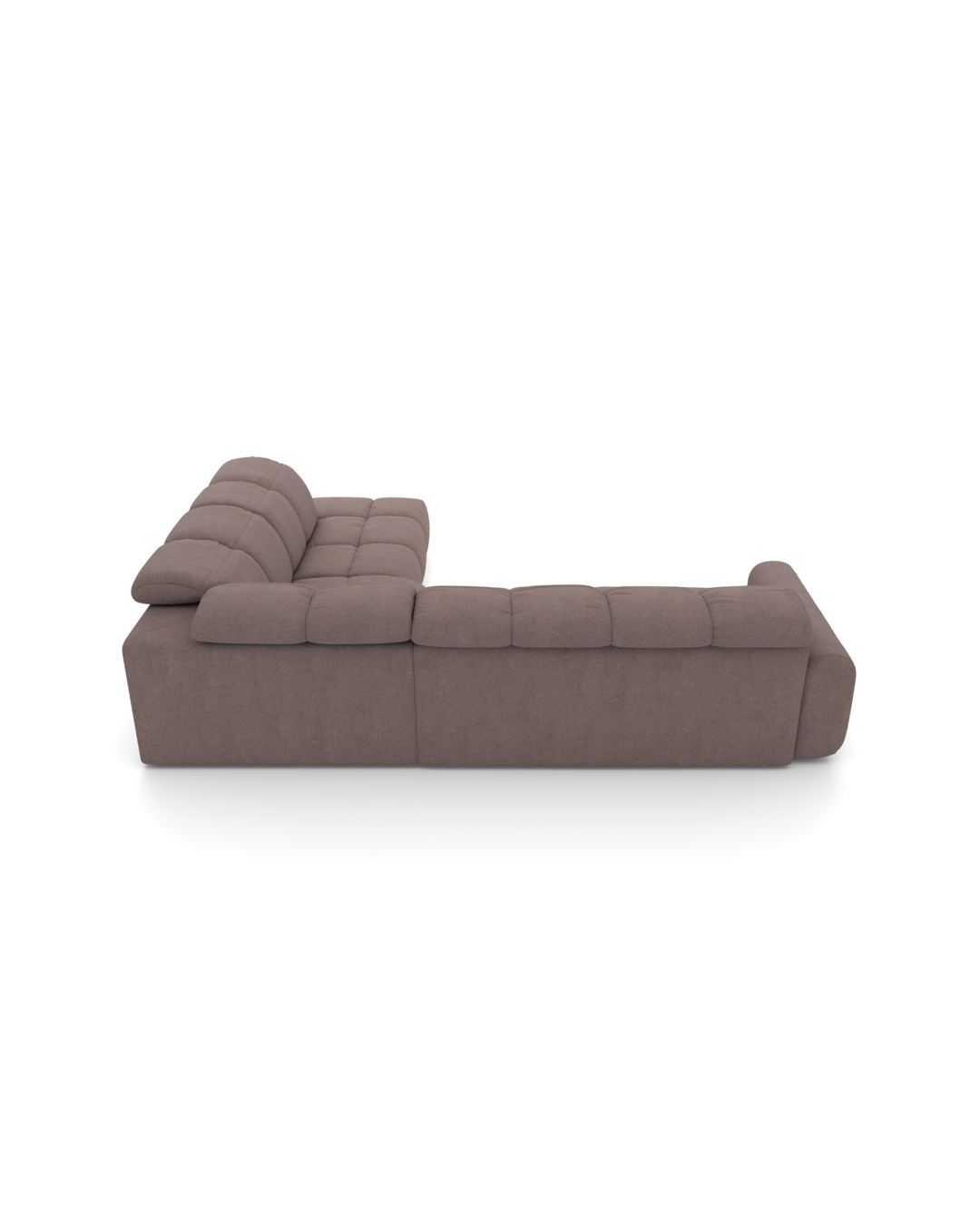 Bullet hjørnesofa med firkantet hjørne og pufafslutning højre