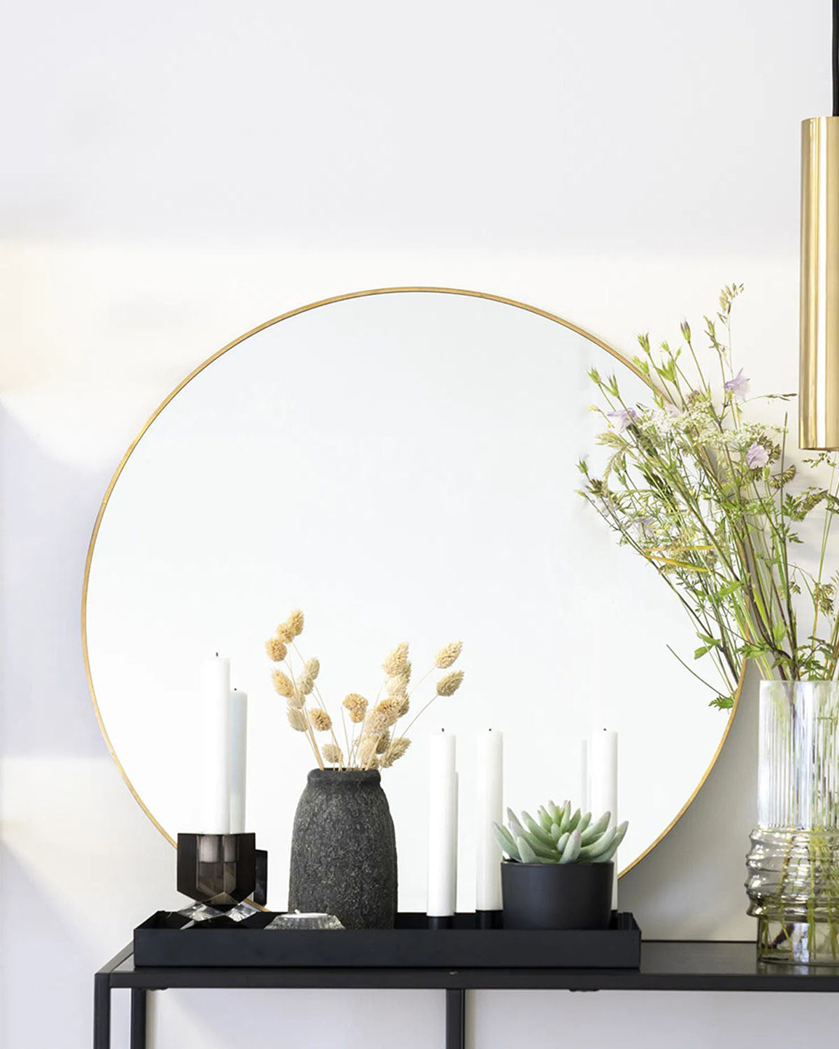 Jessi spejl, messing Ø.80cm