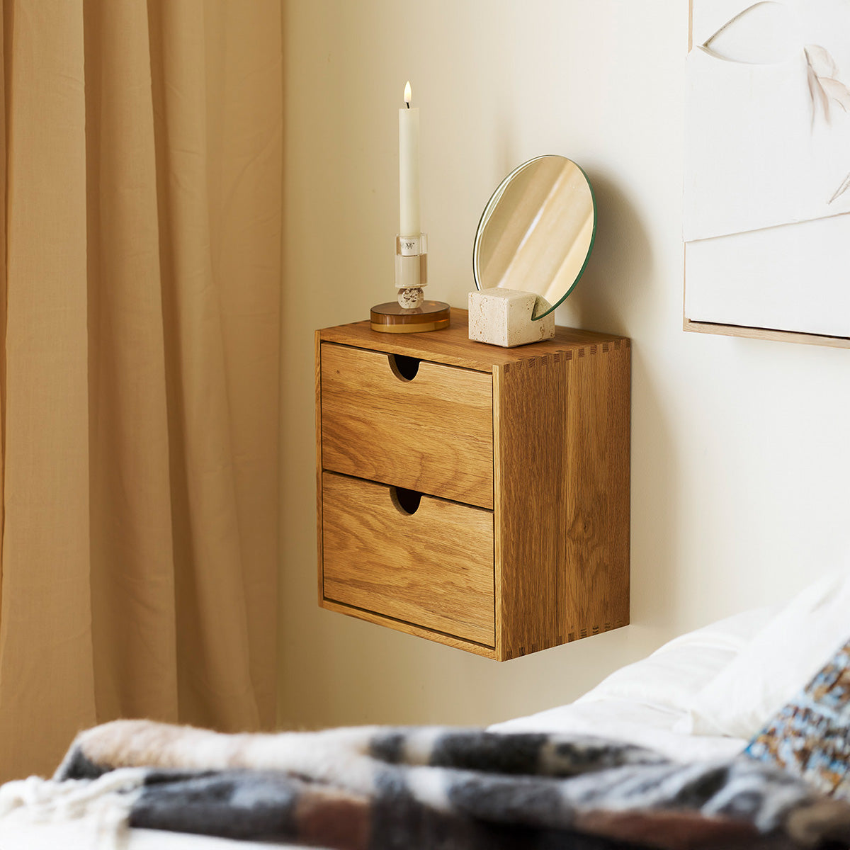 Townsville væghylde m/skuffer, eg