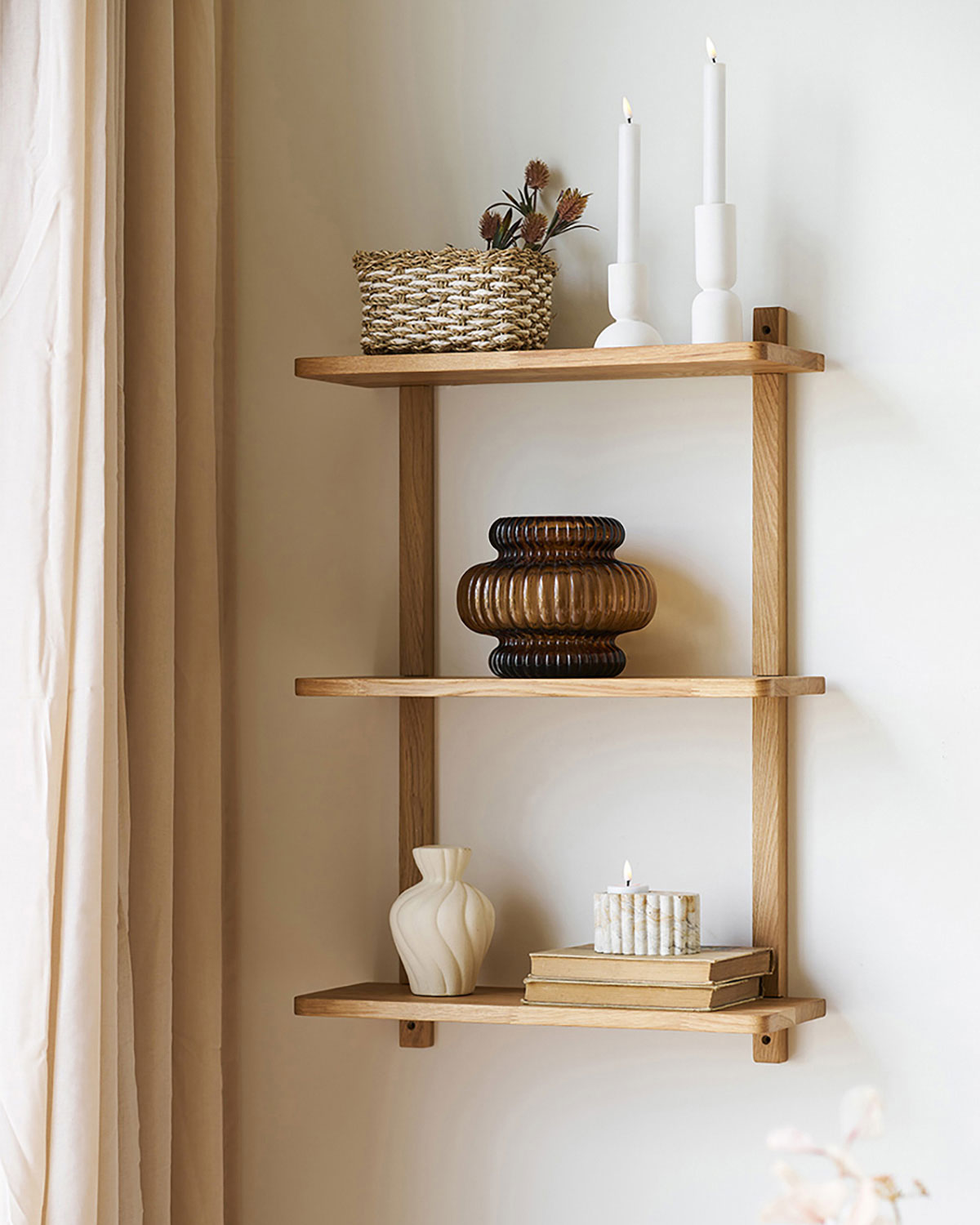 Townsville væghylde 3 hylder, eg