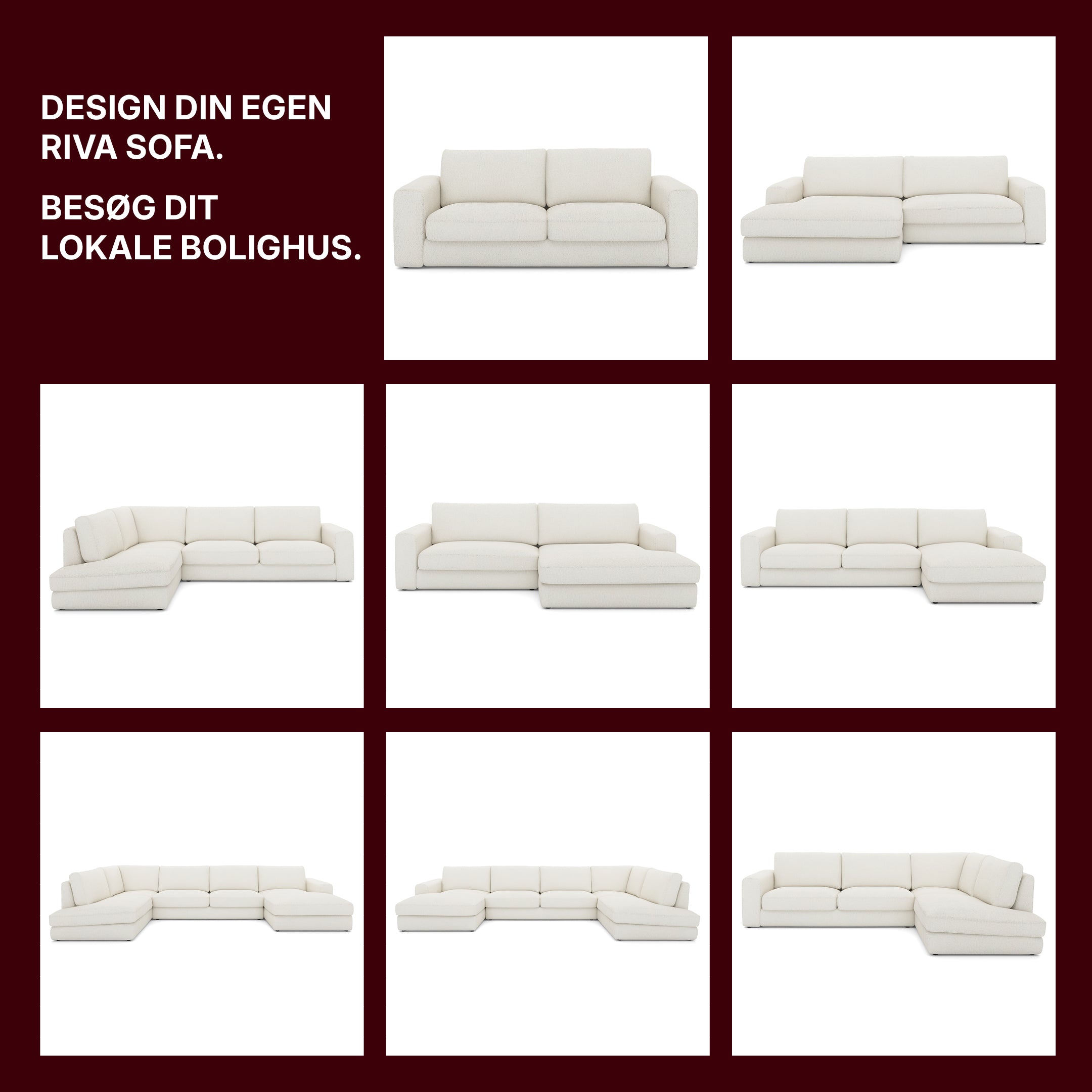 Opstillingsmuligheder i Riva sofaserie