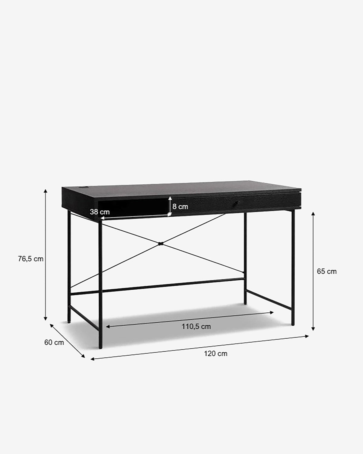 Alva skrivebord, sort