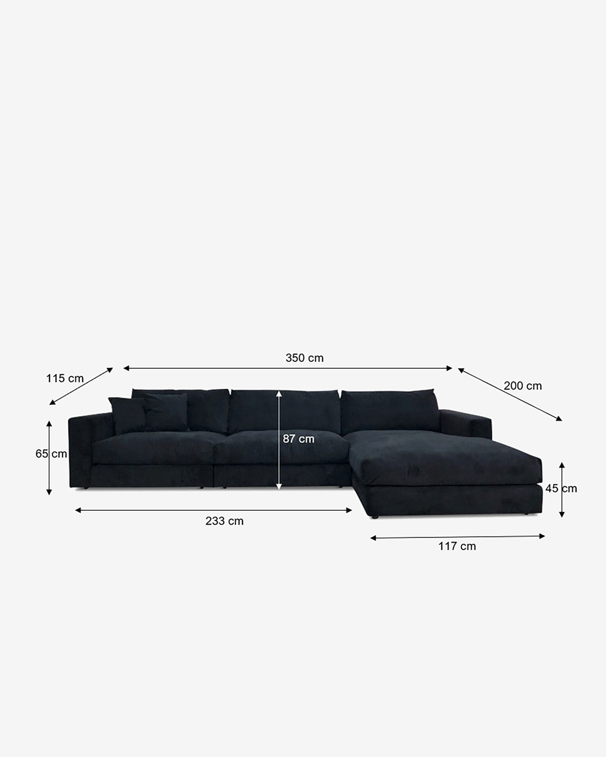 Andretta byggesofa, sort velour