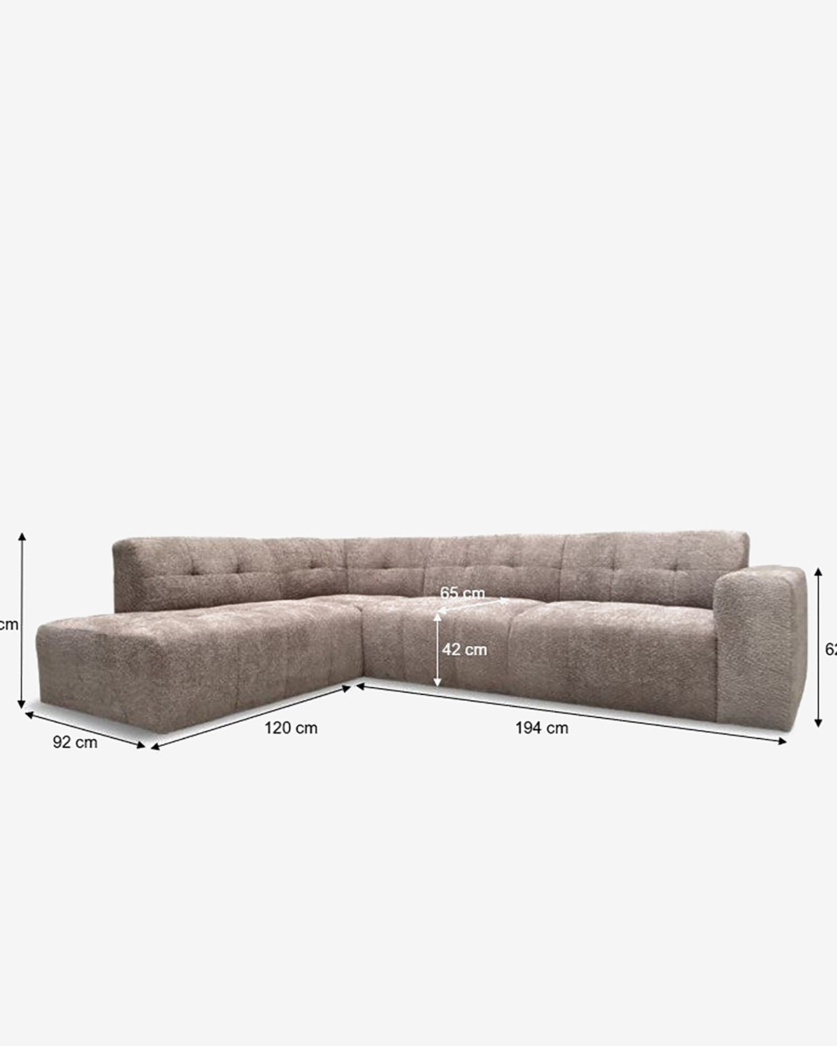 Aviano hjørnesofa m/open end, taupe Højrevendt
