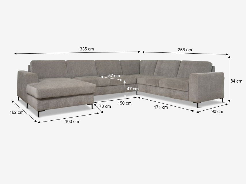 Construct 2 hjørnesofa, lys grå