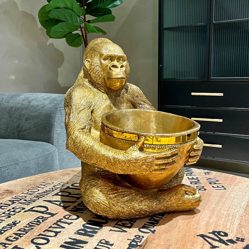 Gorilla m/skål, guld