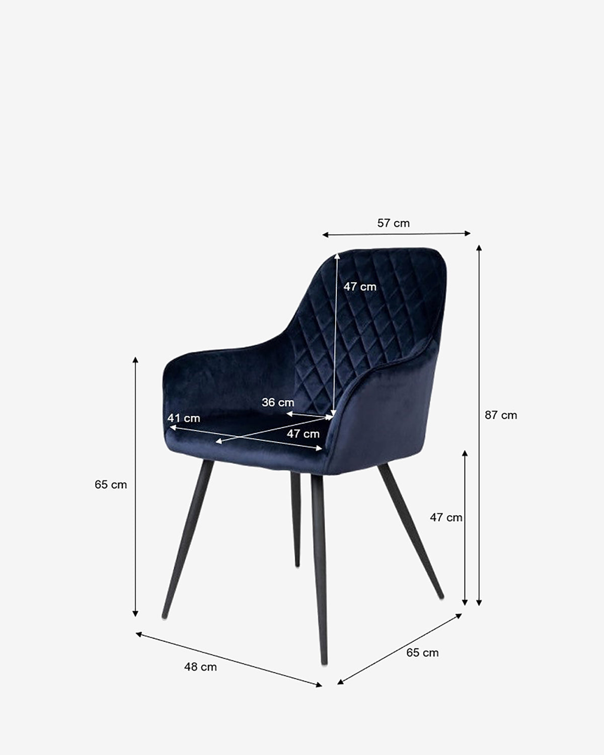 Olly spisebordsstol, mørkeblå velour