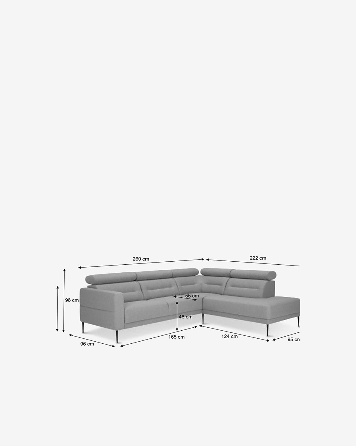 Vizion hjørnesofa m/open end, grå