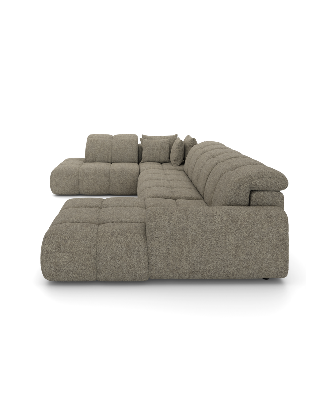 Bullet U-sofa med rundt hjørne og pufafslutning venstre