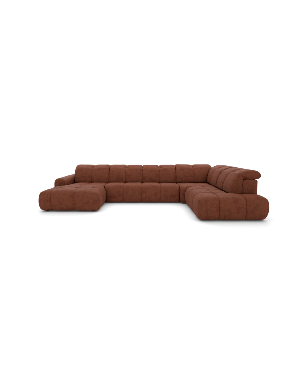 Bullet U-sofa med firkantet hjørne og pufafslutning højre