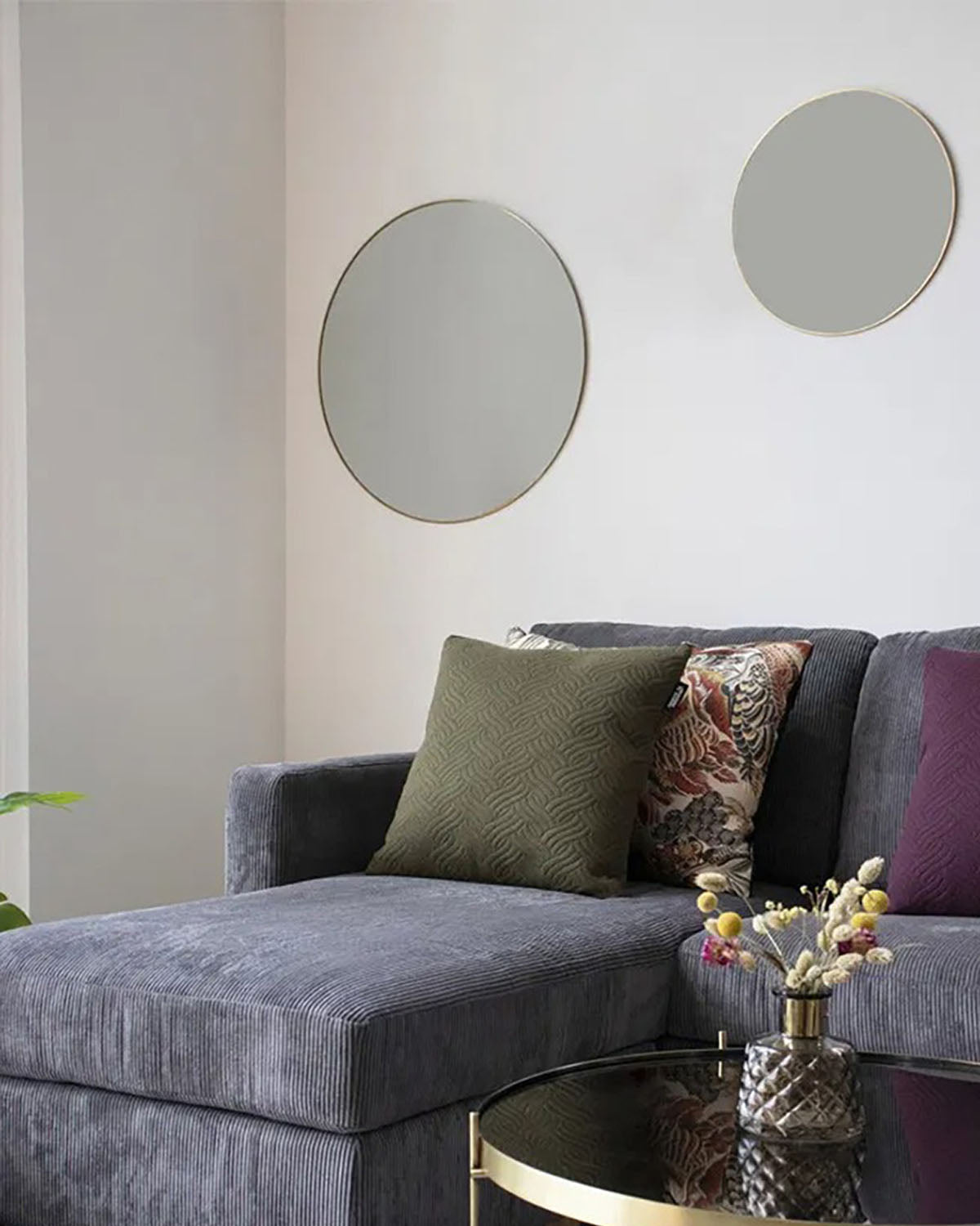 Jessi spejl, messing Ø.60cm