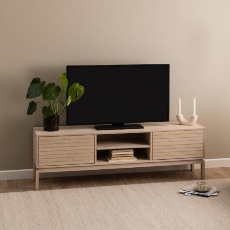 Linley tv-bord, hvidpigmenteret eg