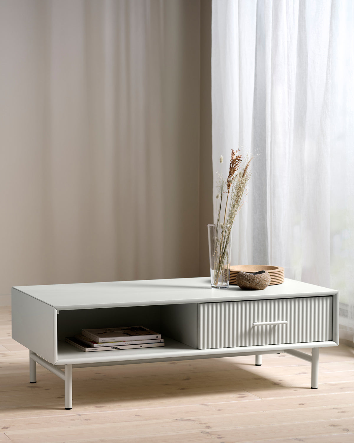 Palma sofabord m/skuffe, greige