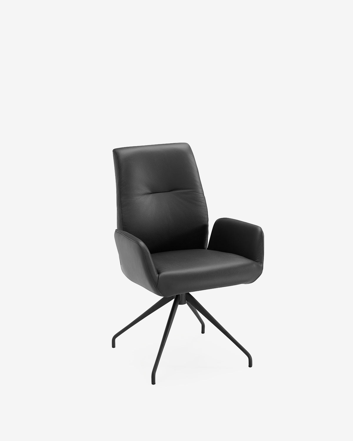 Forano spisebordsstol m/drej & vip | sort læder