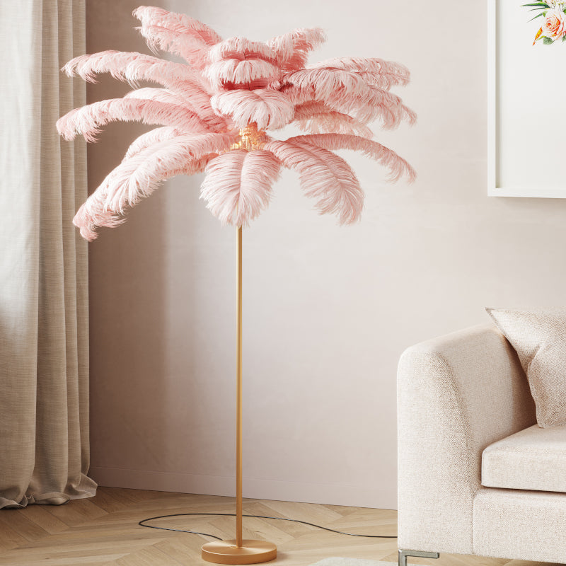 Feather palm gulvlampe, pink
