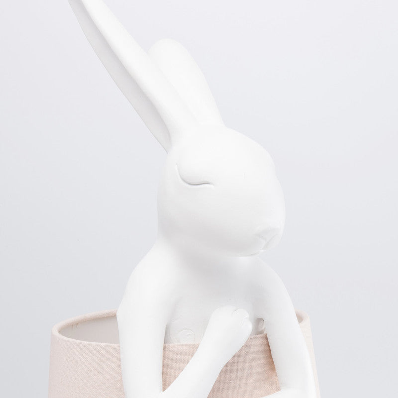 Kanin bordlampe, hvid/rosa