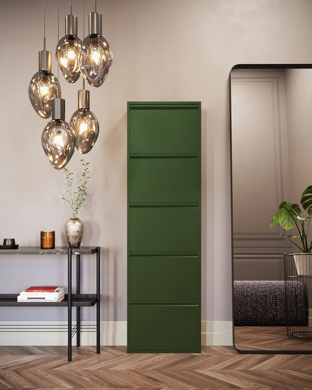 Caruso skoskab 5 låger, oliven