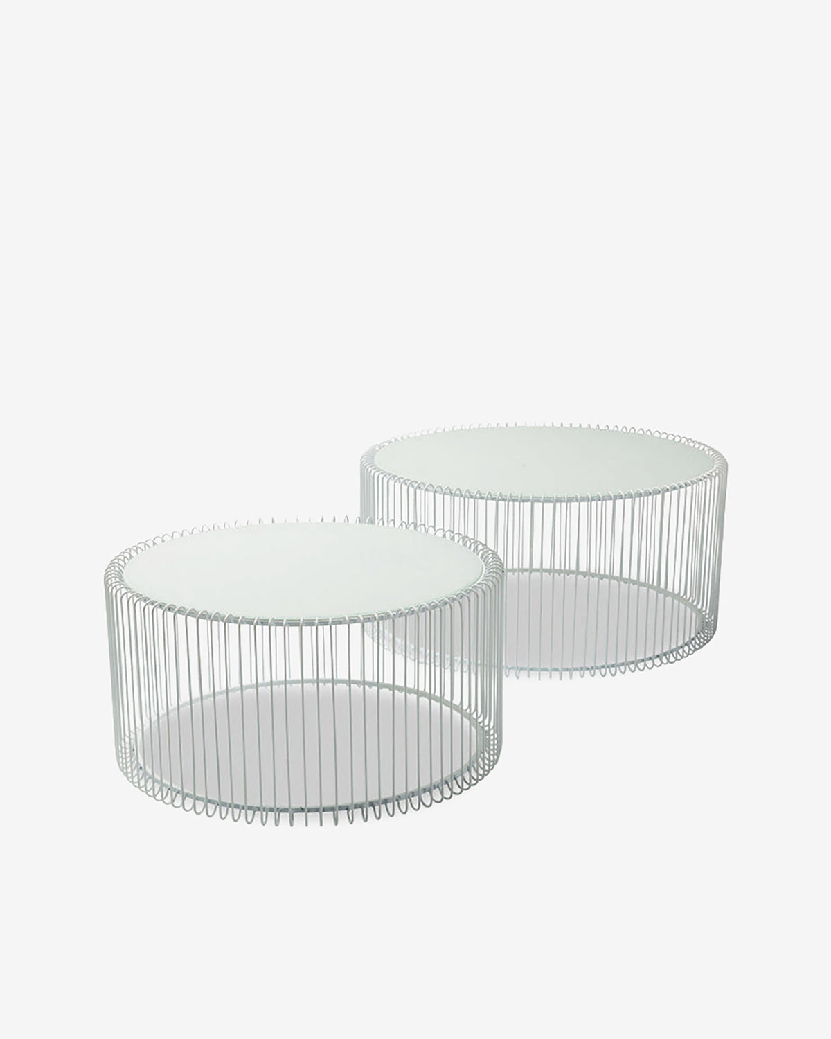 Wire sofabordssæt, hvid 2/sæt