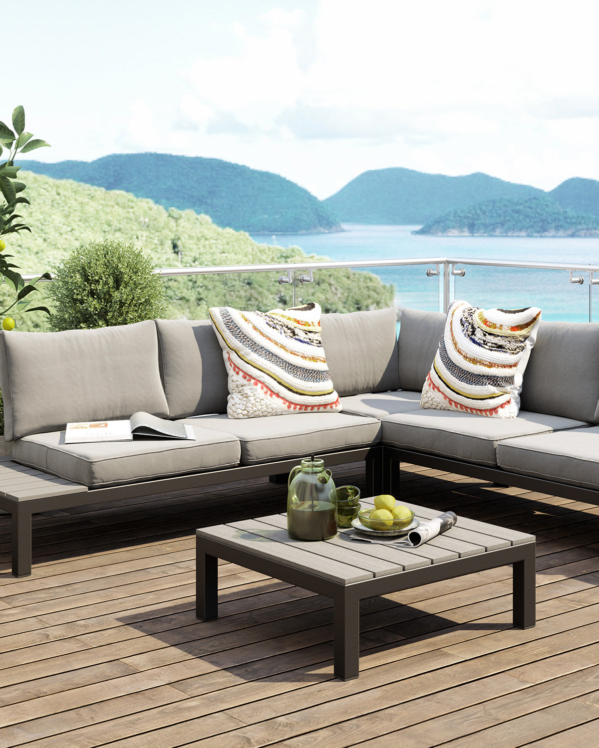 Holiday lounge hjørnesofa m/sofabord, sort/grå