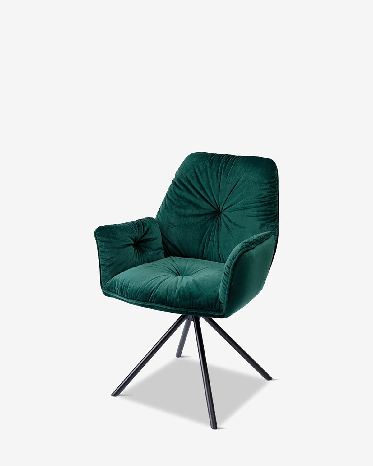Mila spisebordsstol m. arm, grøn velour