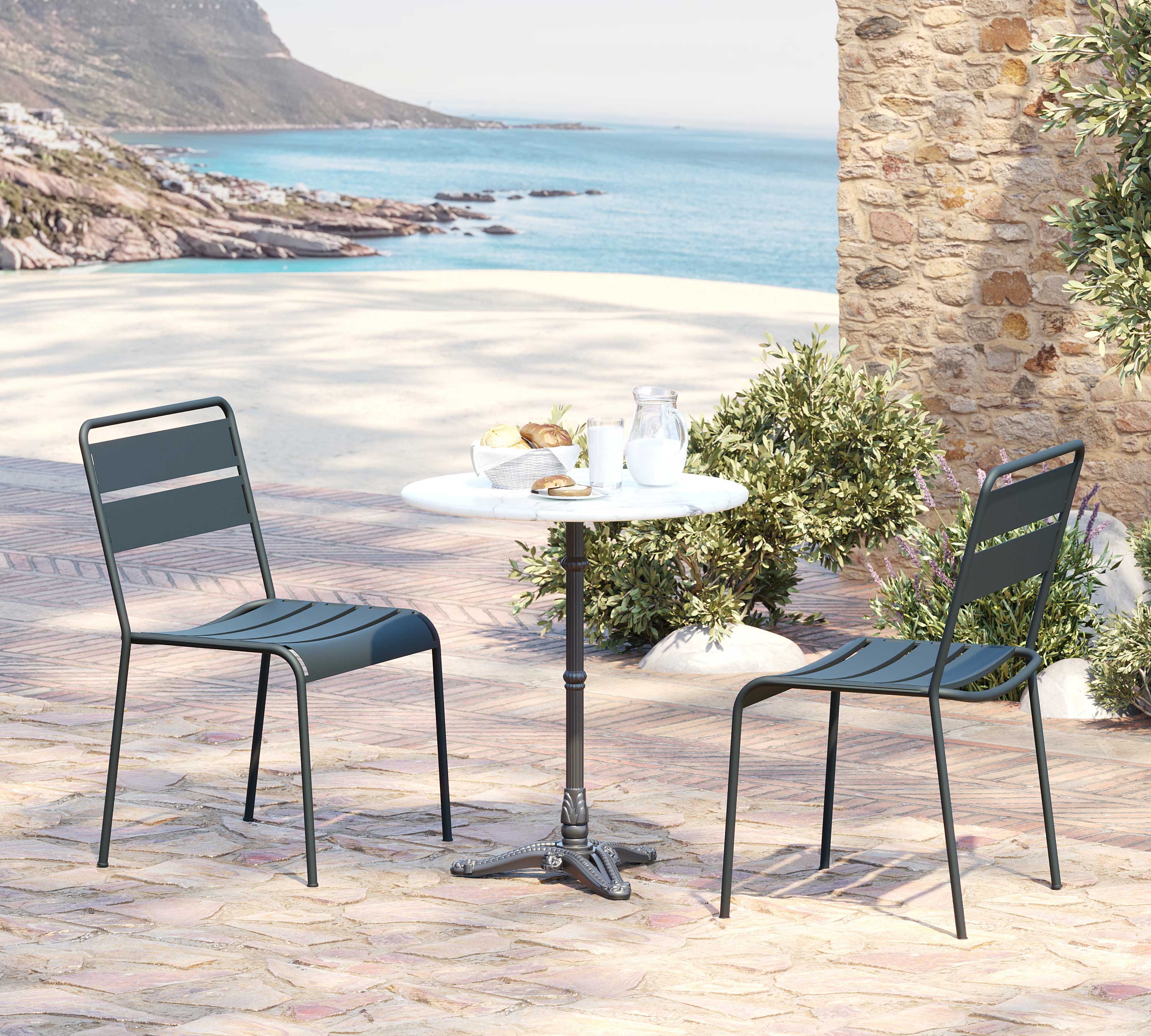 Bistro cafébord, hvid marmor