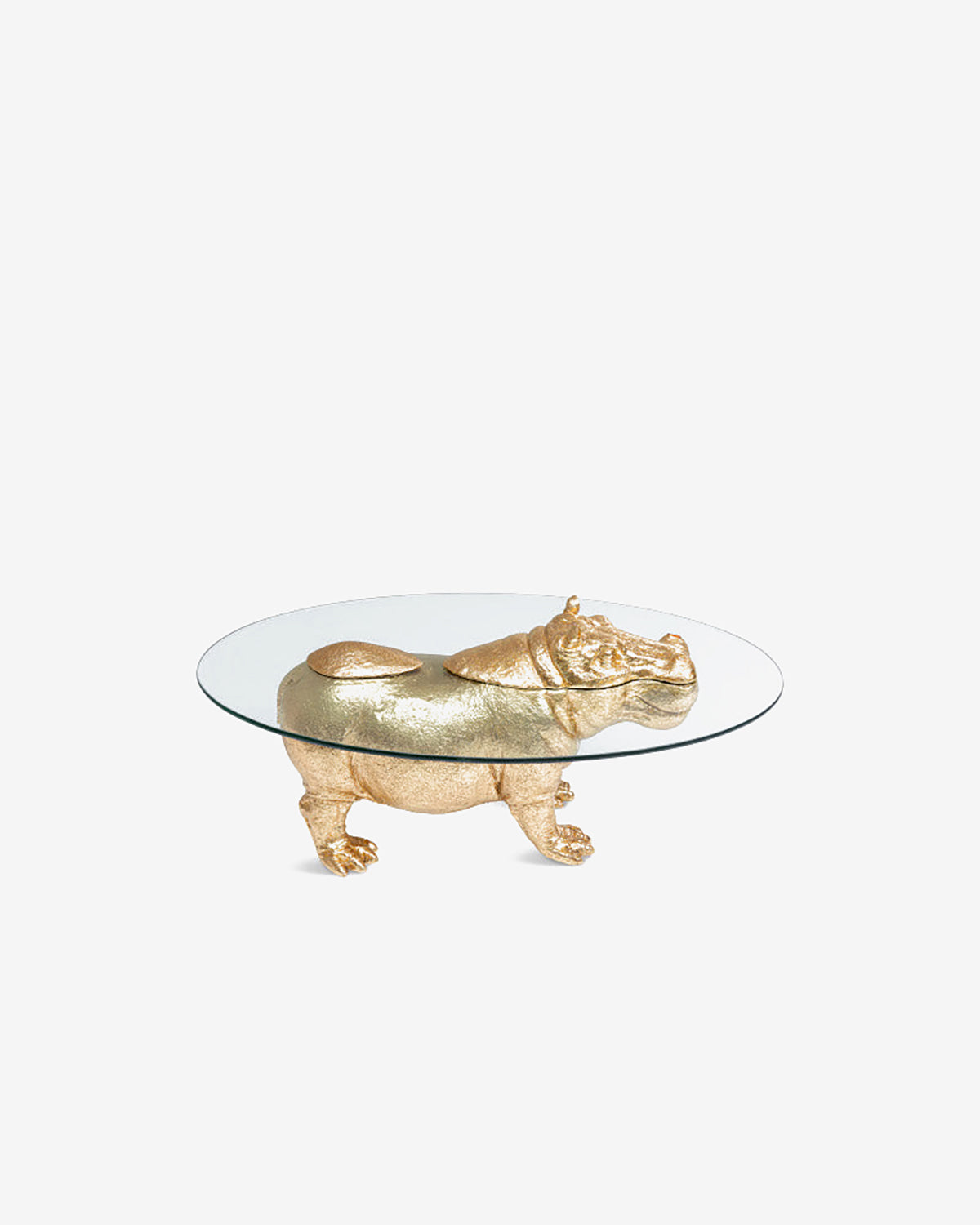 Flodhest sofabord, guld