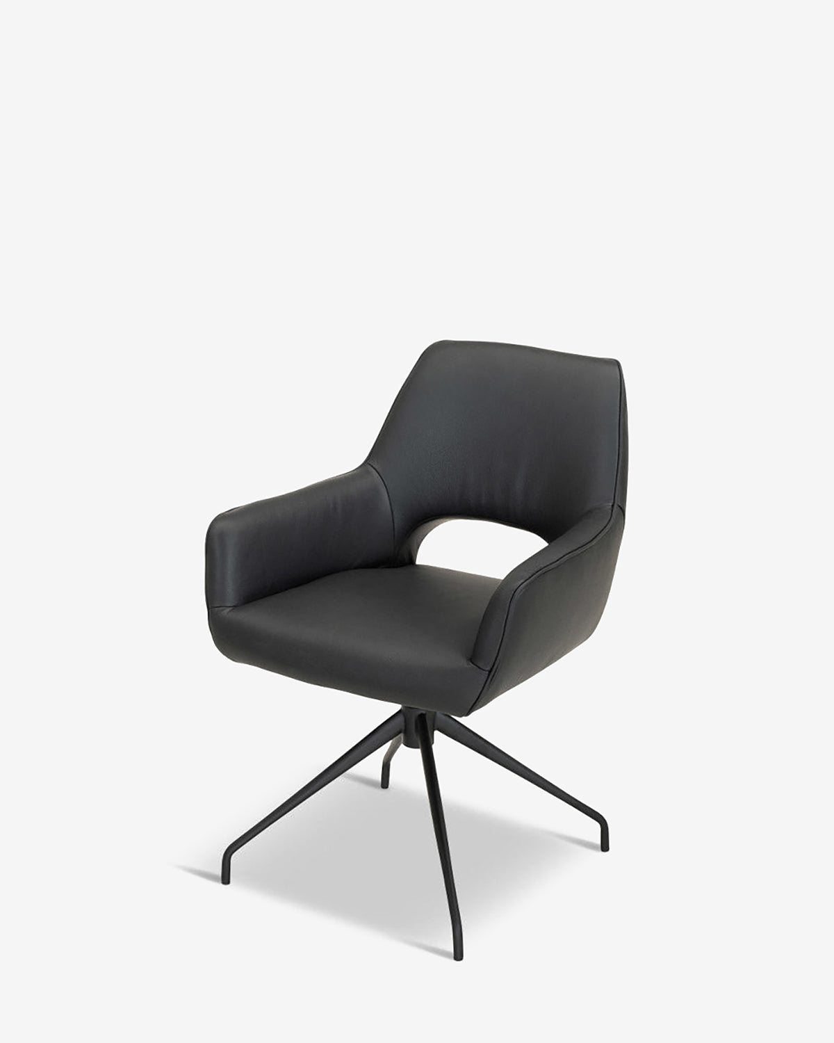 Salento spisebordsstol m/drej, sort læder