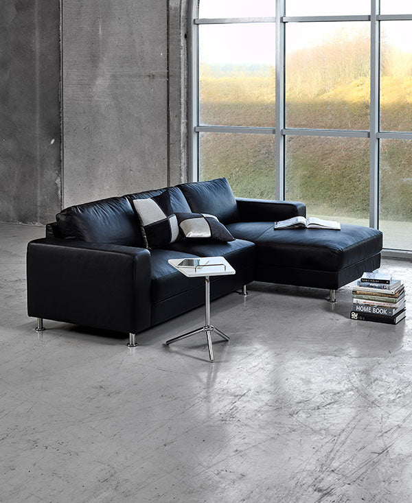 Chaiselong Sofa i sort læder,