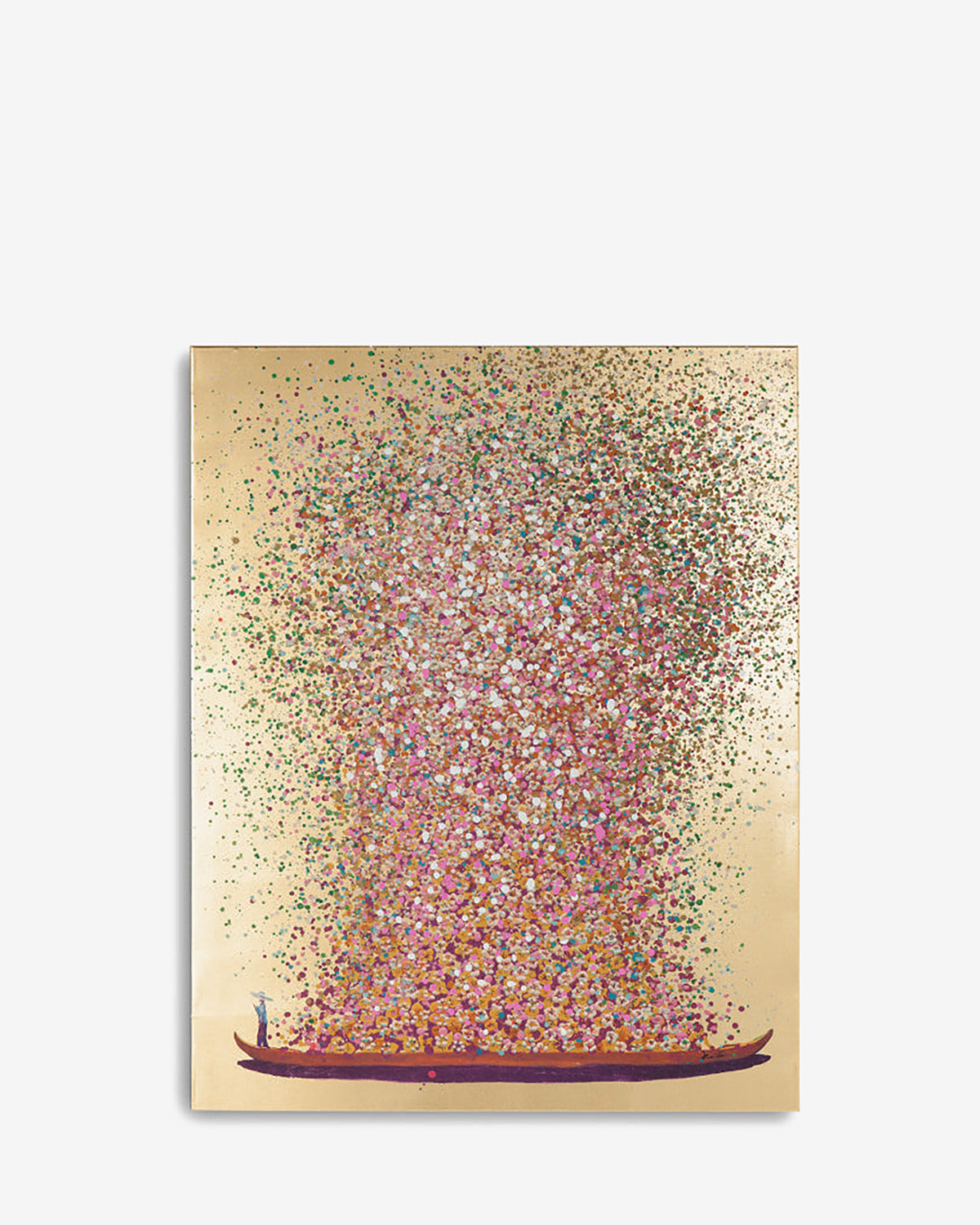 Båd med blomster, guld 160x120cm