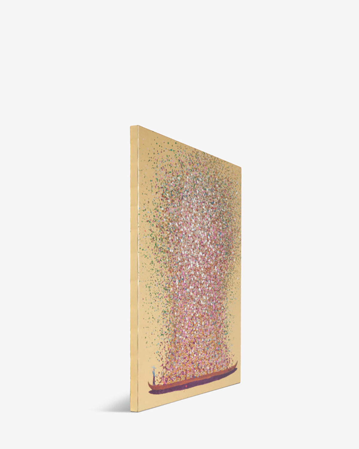 Båd med blomster, guld 160x120cm