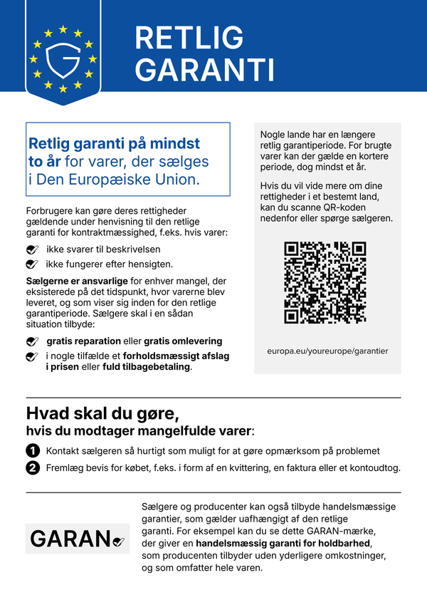 EUs meddelelse om den retlige garanti: retlig garanti på mindst to år for varer, der sælges i Den Europæiske Union