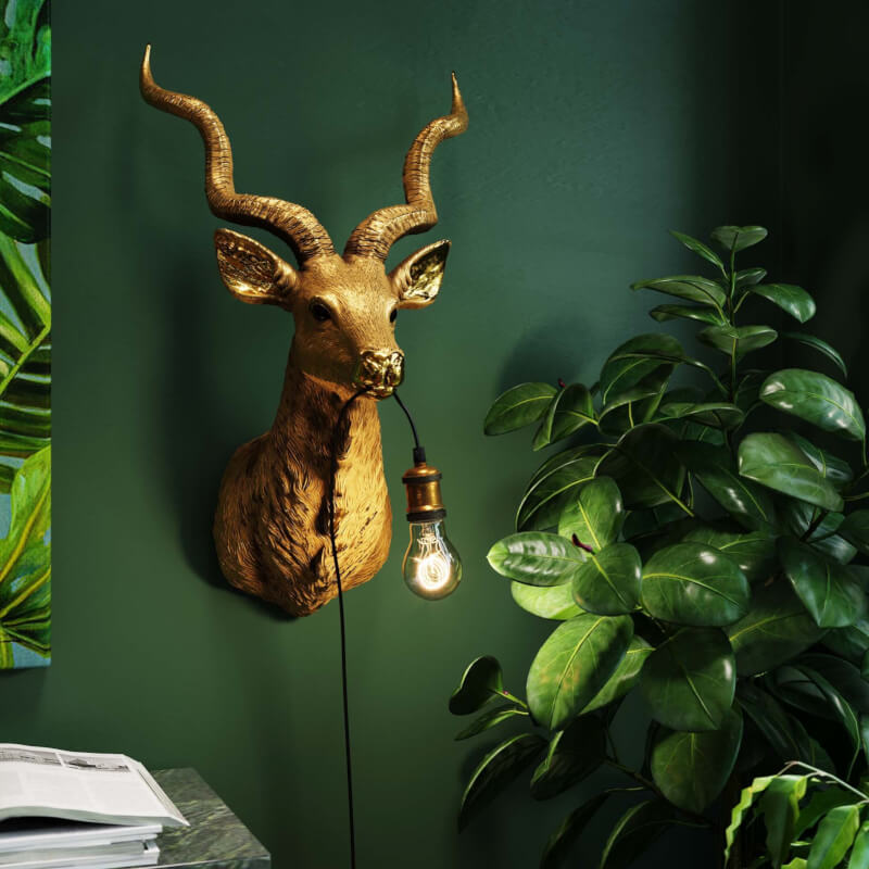 Antilope væglampe, guld
