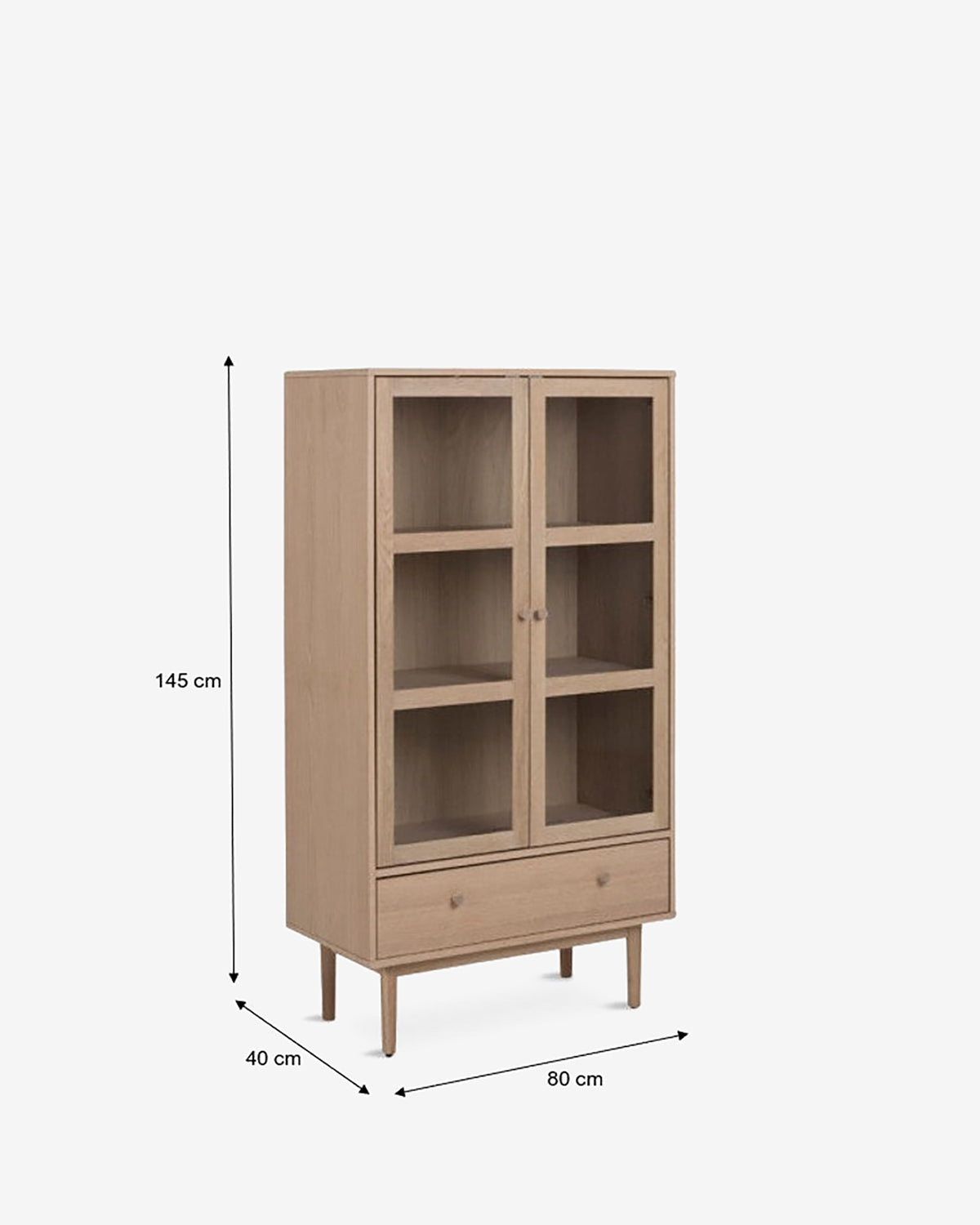 Hefe vitrine, eg hvidolieret
