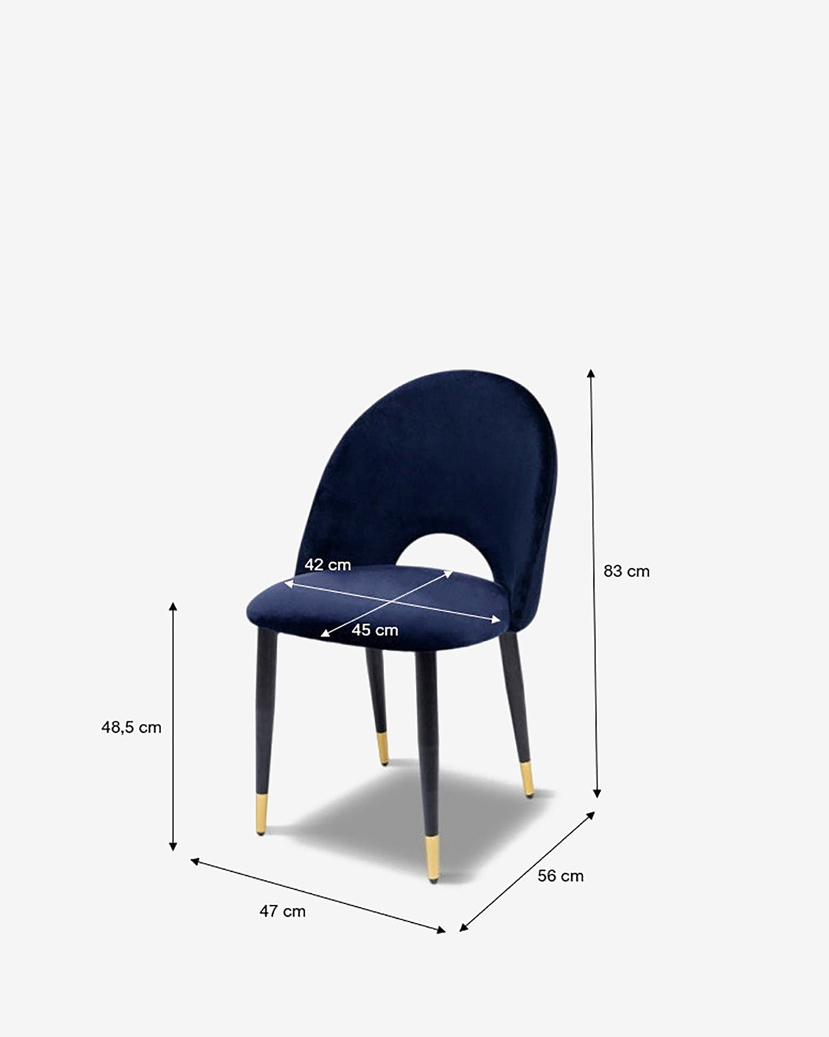 Iris spisebordsstol, blå velour