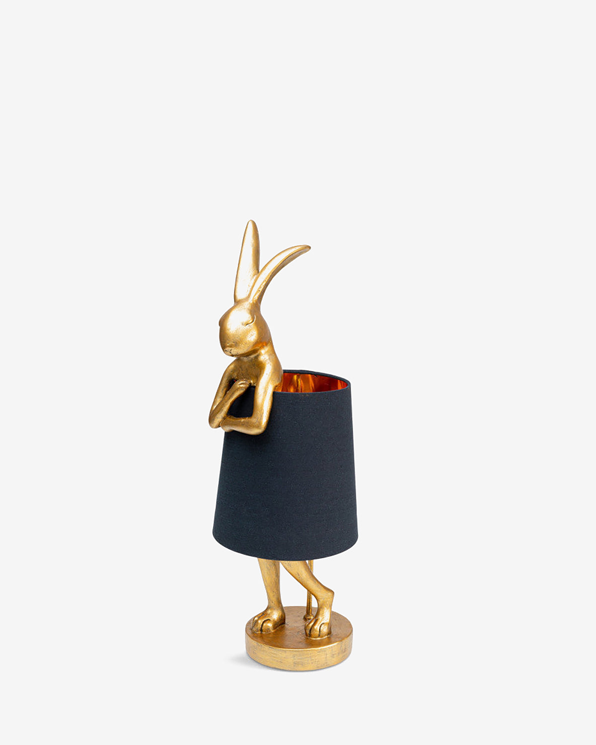 Kanin bordlampe, guld m. sort skærm