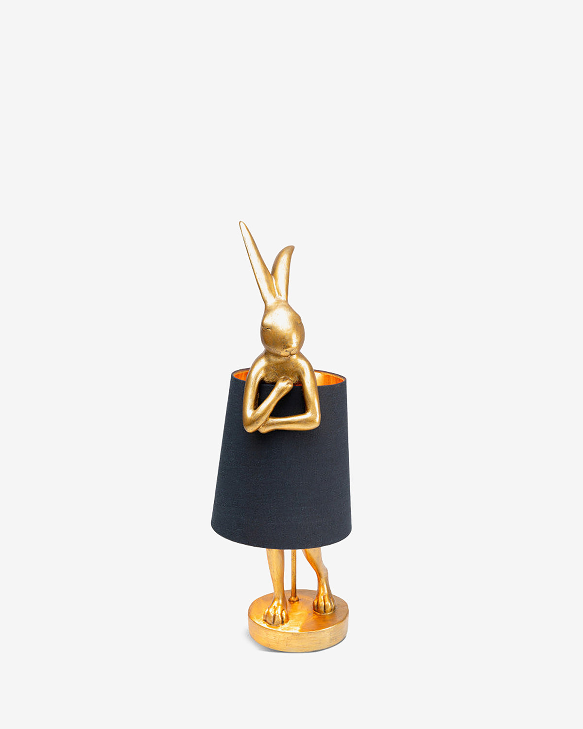 Kanin bordlampe, guld m. sort skærm