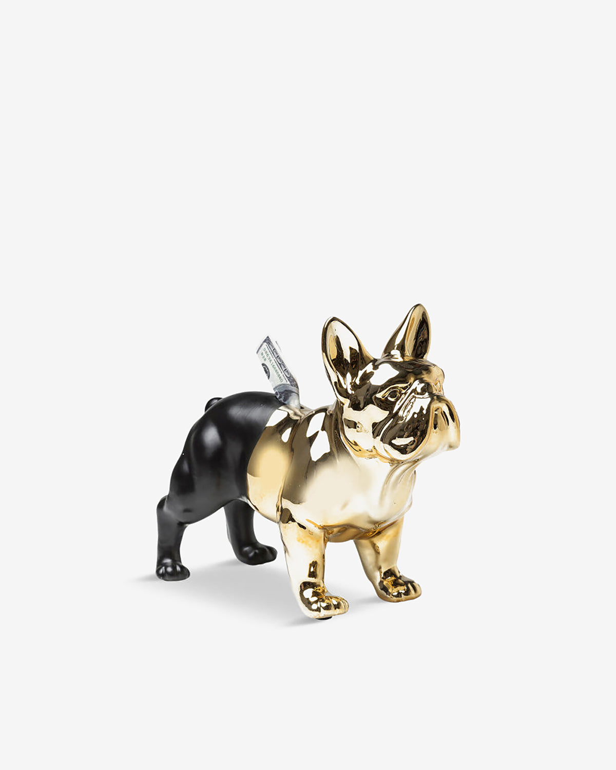Bulldog sparegris sort/guld