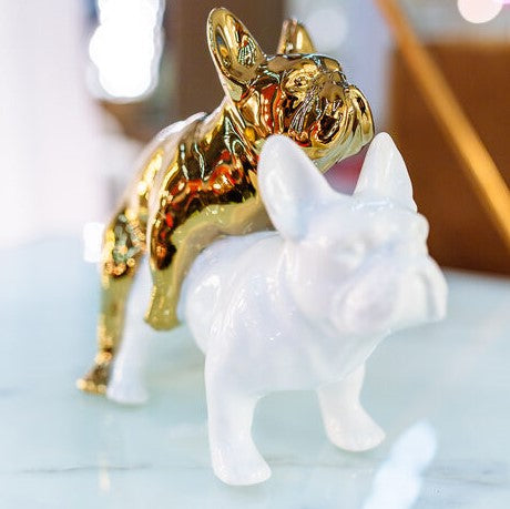 Love dogs figur, hvid/guld