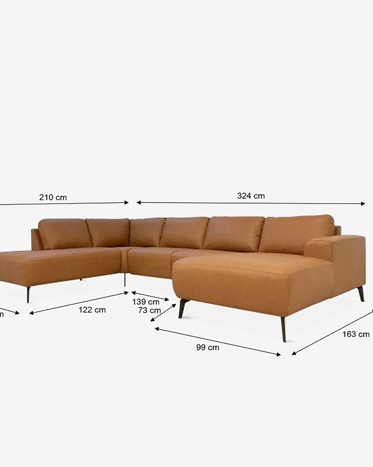 Modu byggesofa, lys cognac læder