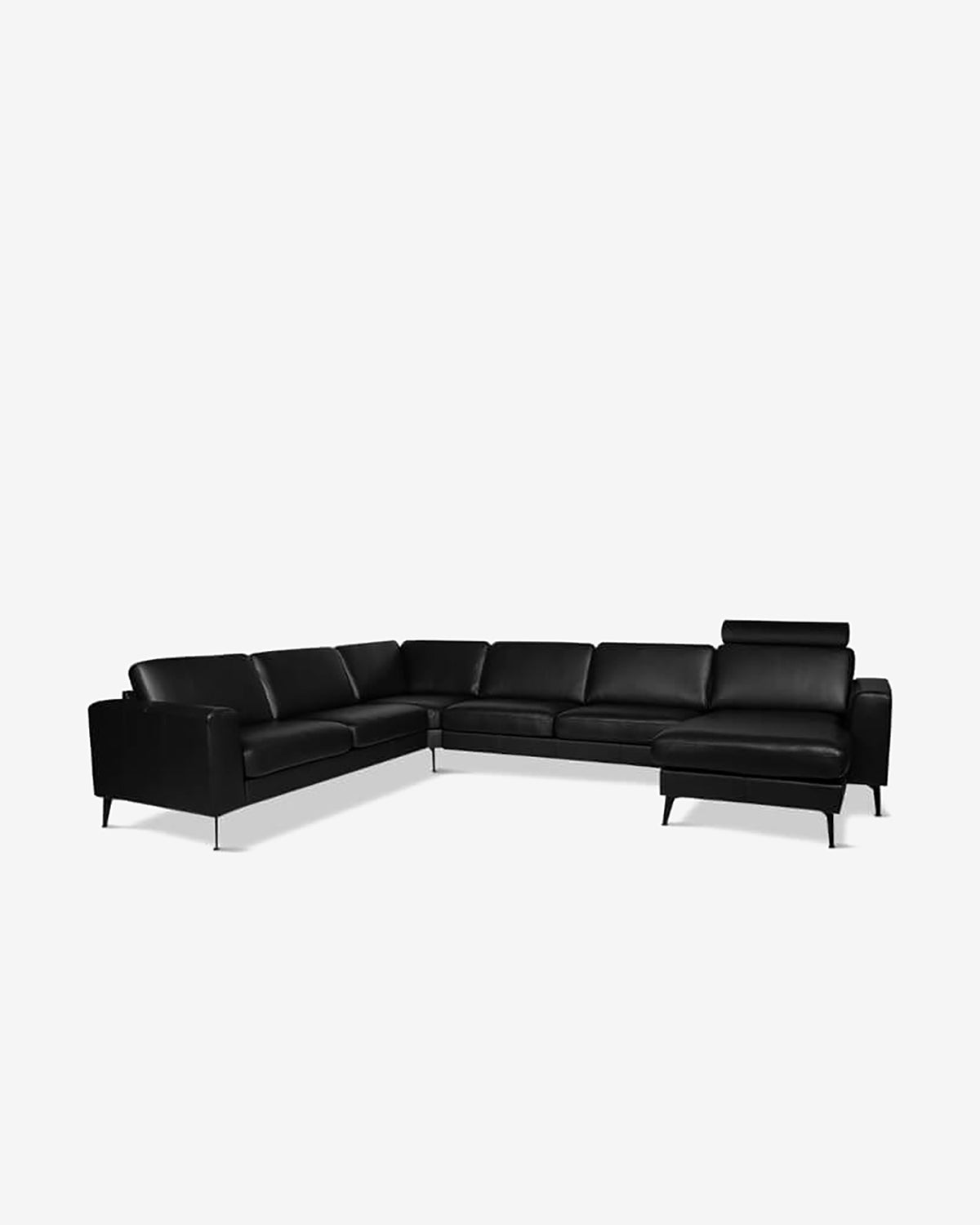 Nova hjørnesofa m/chaiselong, sort læder