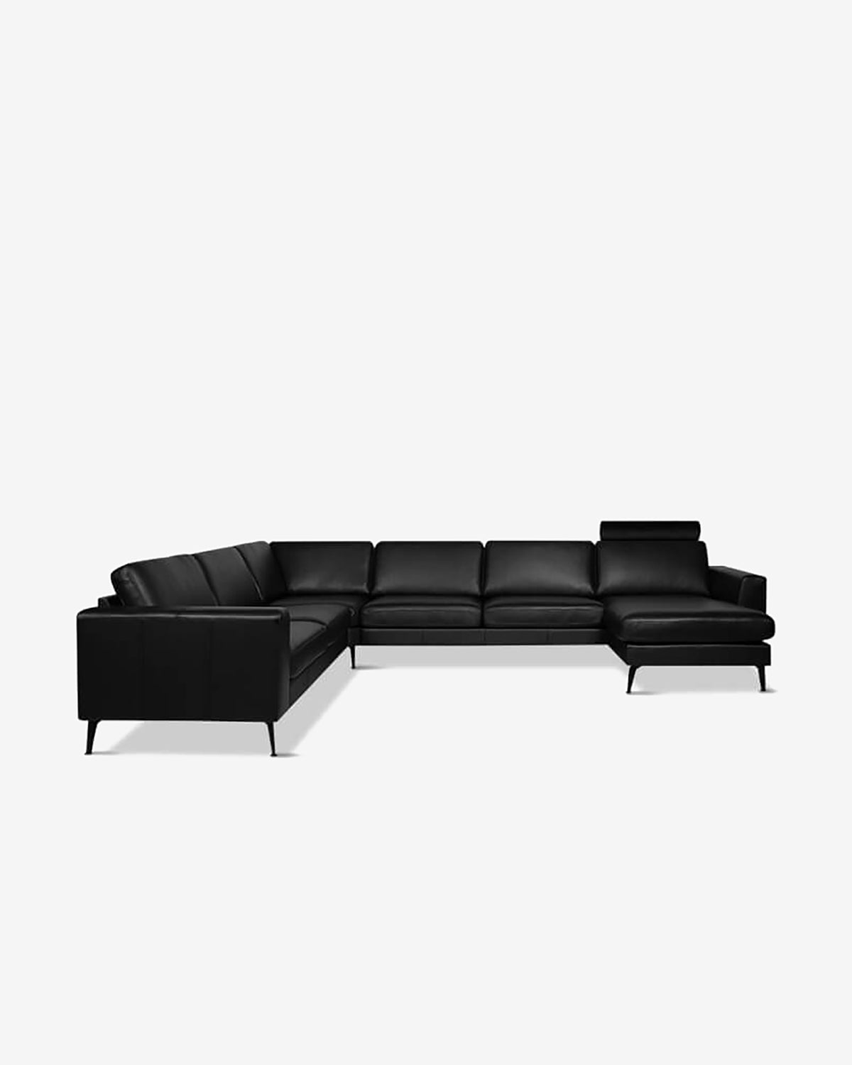 Nova hjørnesofa m/chaiselong, sort læder